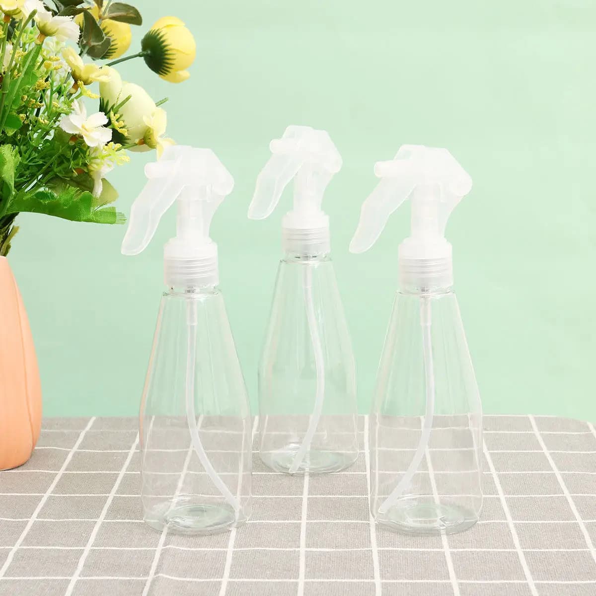 Set of 4 Transparent Alcohol Spray Bottles Rechargeable with Grilled Dispenser for Plants, Hair, Body, Perfume, Water Nebulizer