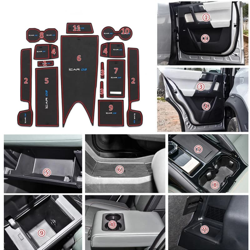 Per Chery Jaecoo 6 J6 ICAR 03 2024-2025 Porta Auto Console Centrale Tazza di Acqua Scatola di Immagazzinaggio Cancello Groove Zerbino Tappetini antiscivolo Accessori