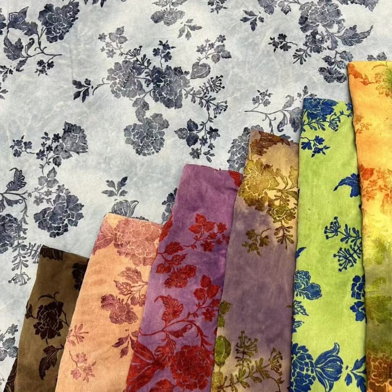 1meter Retro Flower African Jacquard Brocade Fabric Gradient Tie Dye Velvet Fabric Dirac Somalia Fabric for Dress DIY Sewing