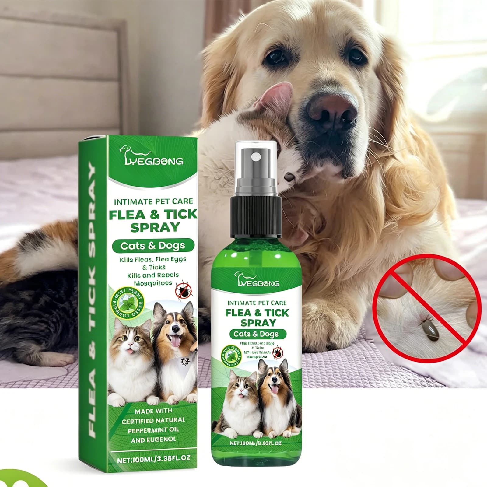 Pet Insect Repellent Cleaning Care Agent Removal Effectively Kill Fleas Eggs Larvae Lice Bed Bugs Mites Relieve Skin Itching