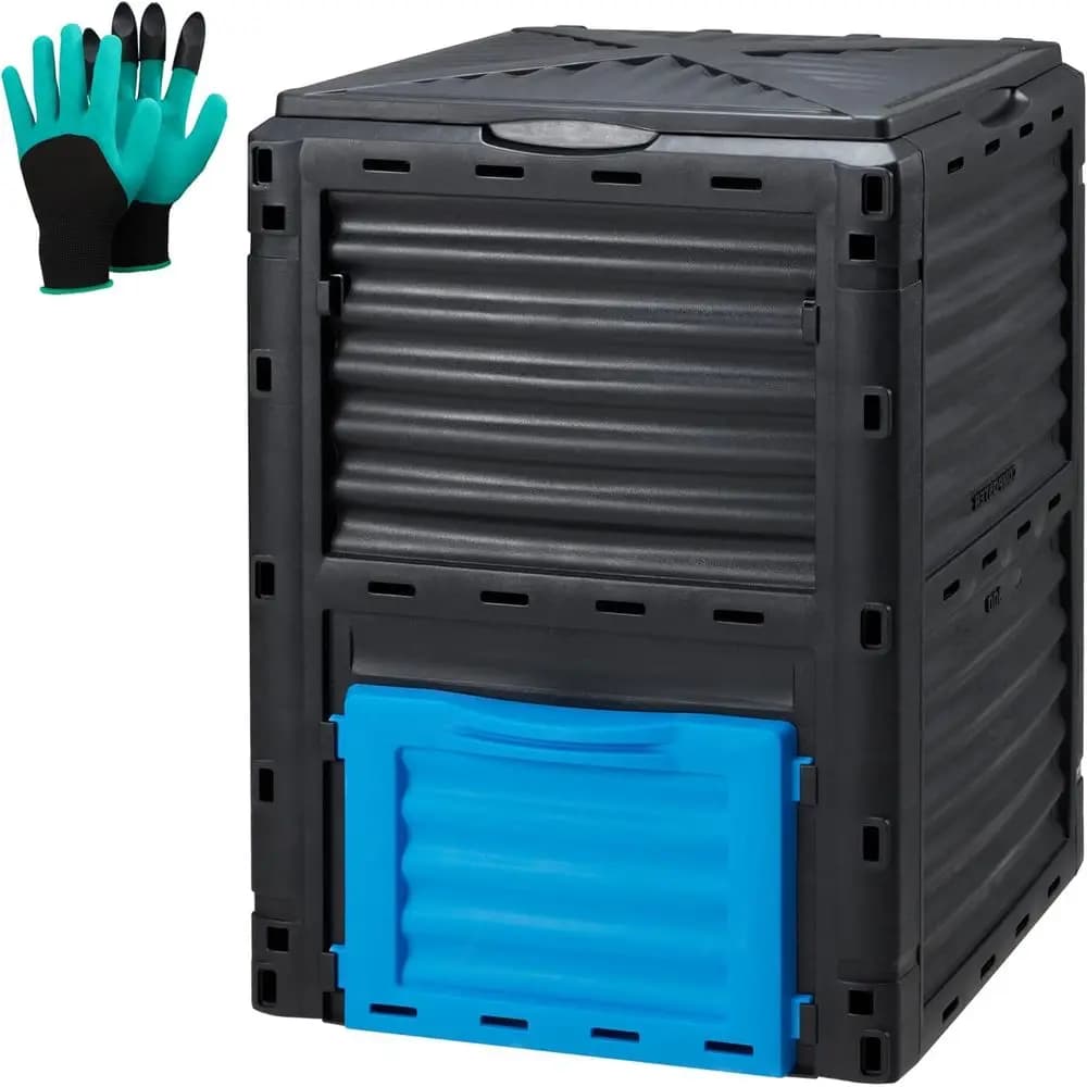 Compostiera da Esterno Grande da 80 Galloni - Facile Montaggio, Alta Ventilazione, Crea Terreno Ricco, Materiale PP Durevole