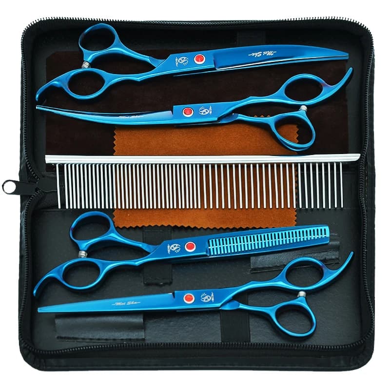 7.0 inch Japan Steel Animal Hair Cutting Scissors Thinning Shears Curved Clipper Pet Scissors Dog Grooming Beauty Shears B0023A