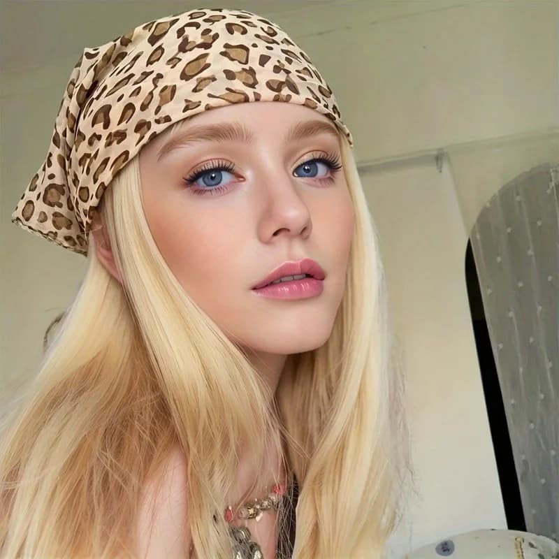 Retro Euro-American Hot Chick Style Summer Square for Women, Lightweight Versatile Bandana Style, Daily Office Party Vacation