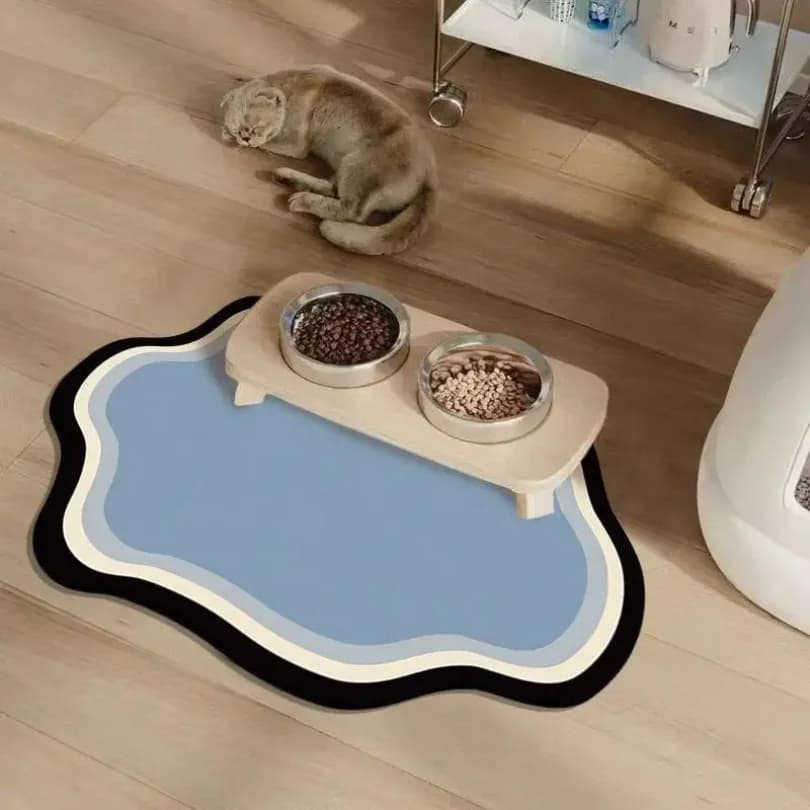 Tappetino per Alimentazione in Terra Diatomacea per Cani e Gatti Stile Nuvola Fresca, Resistente allo Sporco e agli Schizzi