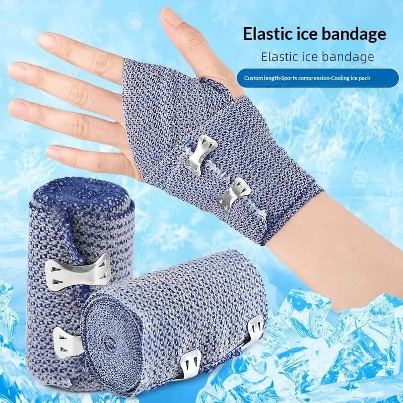 1 Rotolo di Benda Compressiva Fredda con Clip, Nastro Adesivo Sportivo per Distorsioni di Caviglia, Polso, Braccio, Gamba, Primo Soccorso, Misurabile
