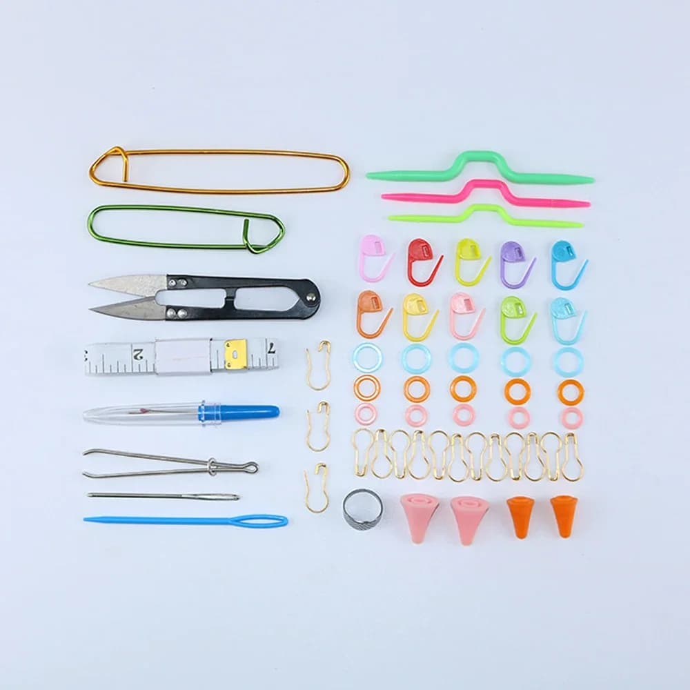 1Set Hand Knitting Kit Sewing Crochet Tool Mark Buckle Scissors Twists Needle Suit DIY Sewing Tools Accessories Random Color