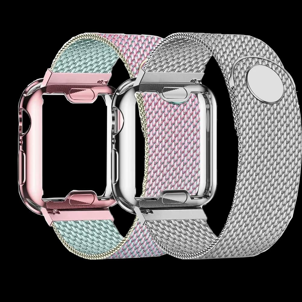Custodia + cinturino per cinturino Apple Watch 45mm 44mm 40mm 41mm 38mm 42mm cassa placcata + bracciale in acciaio inossidabile metallo iWatch 5 4 3 SE 6 7 8