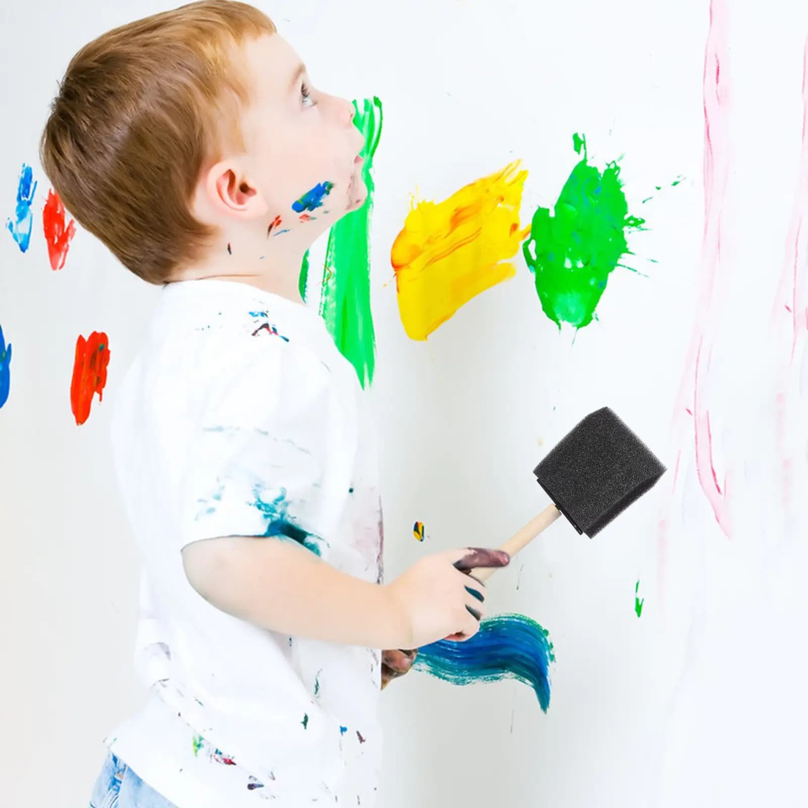 Set di 16 Spugne per Pittura per Bambini, Pennelli in Spugna per Progetti Artistici Fai-da-Te, Disegno e Graffiti, Texture Fine, Facili da Pulire, Portatili