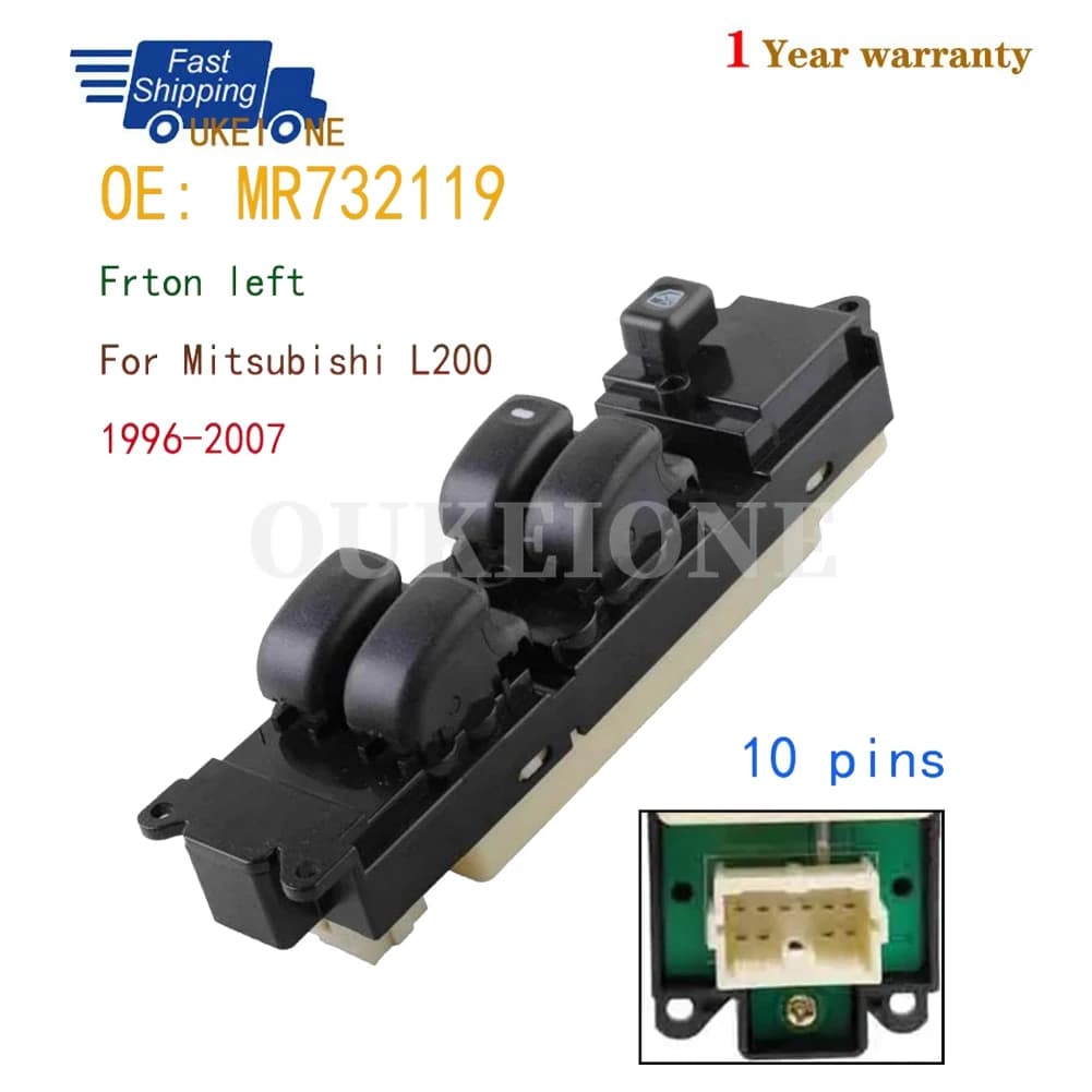Pulsante di controllo sollevatore interruttore alzacristallo elettrico anteriore sinistro per Mitsubishi Triton L200 K62T K74T 1996-2007 MR 732119 Accessori per auto