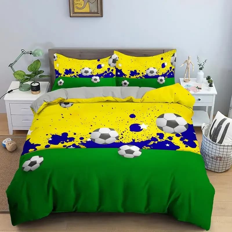 Set biancheria da letto da calcio 3D Copripiumino da calcio Federa Copripiumino in poliestere Copripiumino sportivo King Queen Full Double Ball