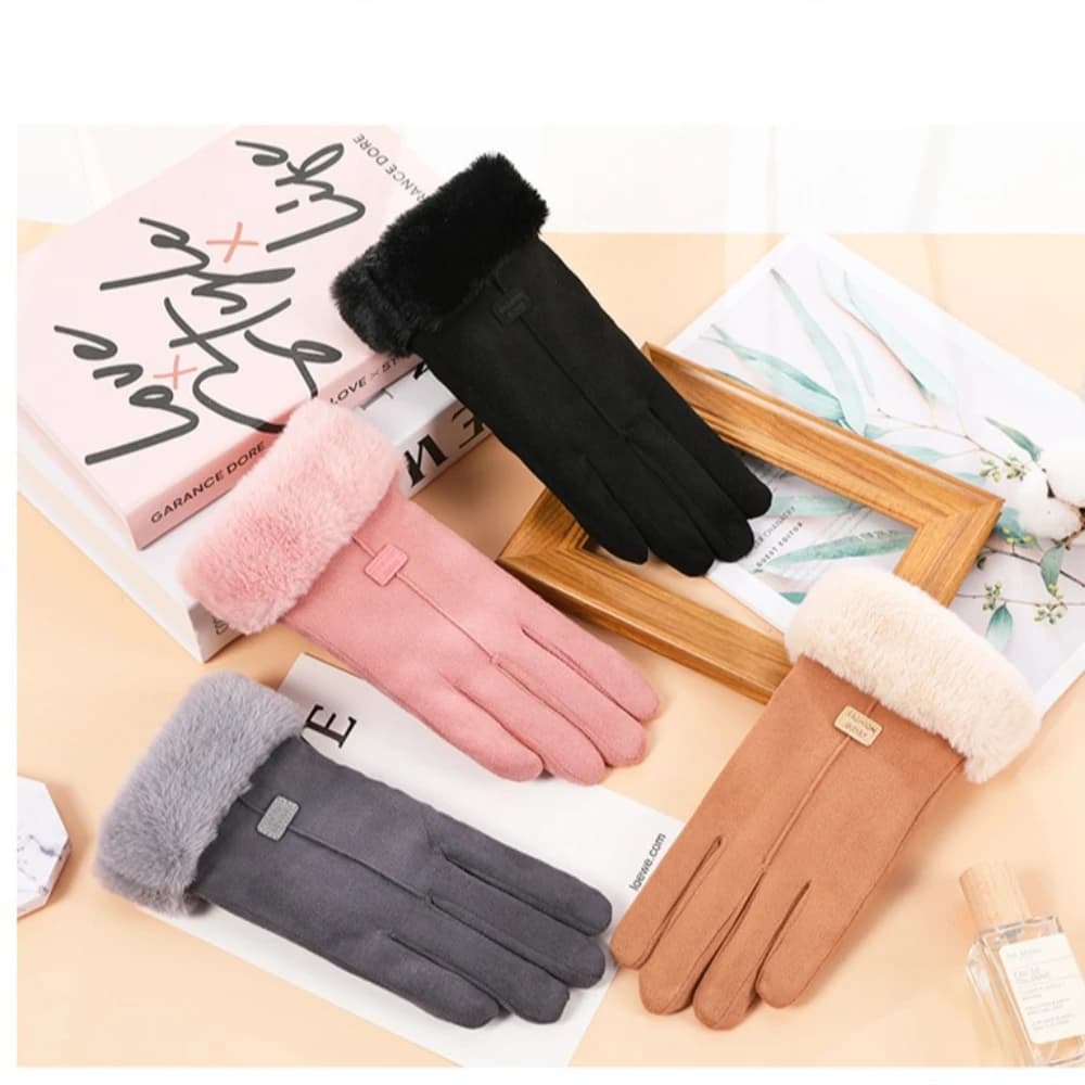 100 pezzi guanti invernali da donna in peluche spessi moda guanti da esterno in pelle scamosciata calda guanti da guida touchscreen da donna guanti da ciclismo sportivi