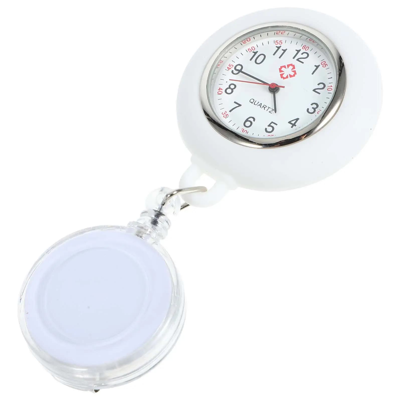 Orologio da tasca con decorazione a faccina sorridente per donne, uomini, infermieri, studenti, distintivo da appendere con clip, materiale premium, leggero