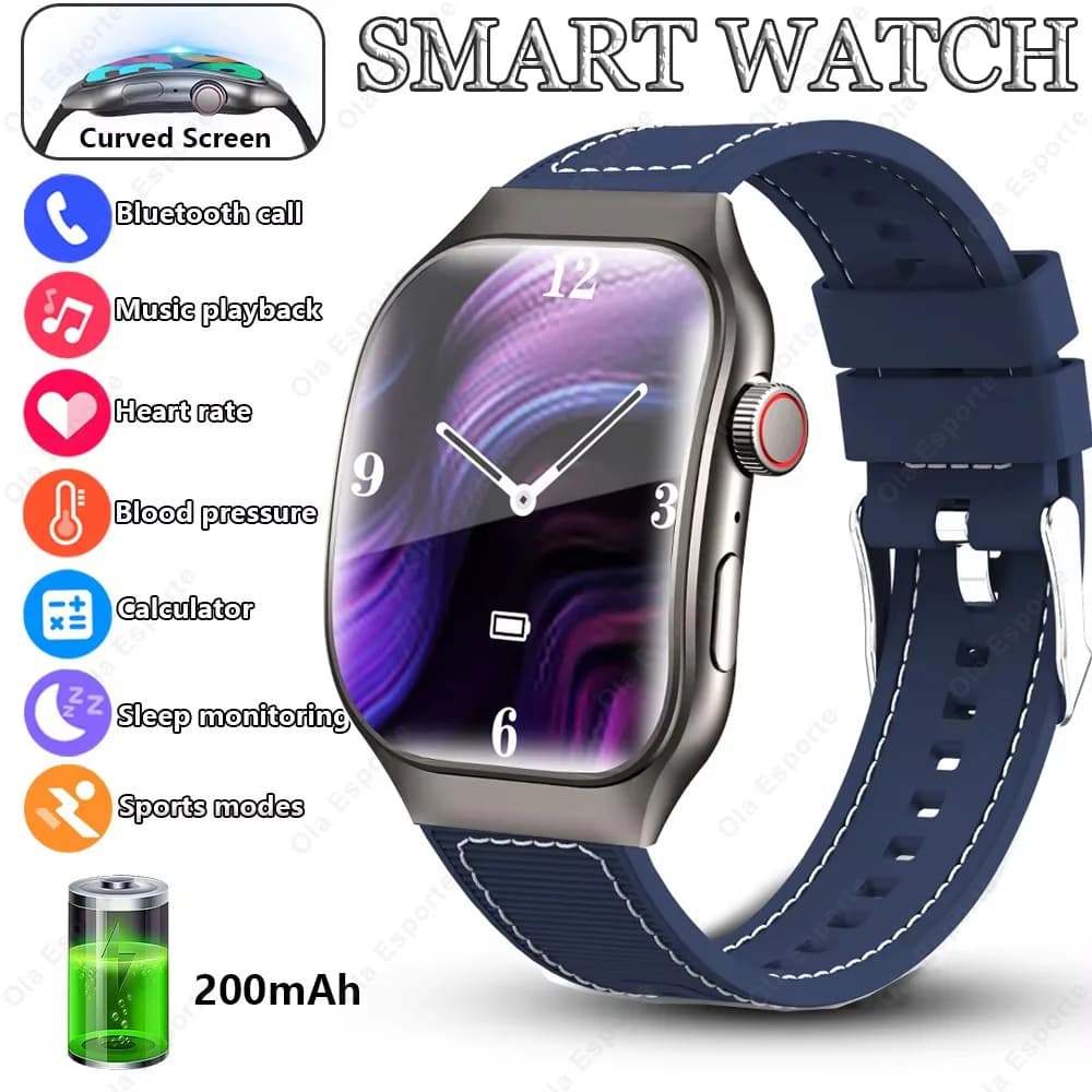 Smartwatch con schermo curvo HD da 2,01 pollici, chiamate Bluetooth, monitoraggio fitness sportivo, ECG+PPG, monitoraggio della salute, per uomo e donna HT30