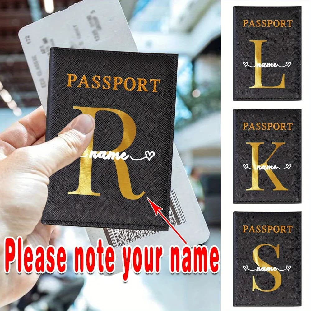 Porta Passaporto e Porta Documenti/BC Personalizzato con Nome/Iniziali, Compatibile con Blocco RFID - Elegante Portadocumenti da Viaggio