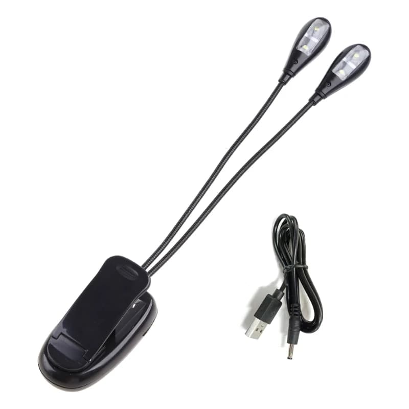 Illuminazione da lettura per libro da viaggio portatile a doppia testa Mini lampada da lettura per libro con clip a LED per luce