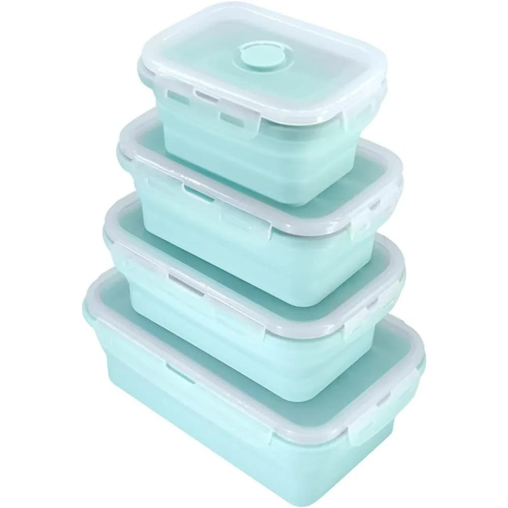 Scatola da pranzo pieghevole in silicone Ciotola rettangolare con coperchi Contenitori per alimenti Scatole per la conservazione della frutta Scatola per la conservazione del frigorifero