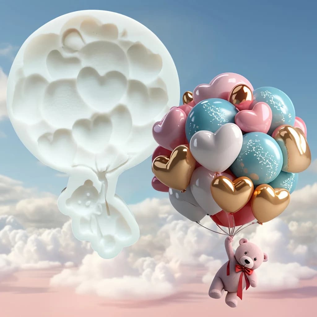 Balloon Bear Heart Silicone Mold Fondant Chocolate Baking Cake Decorating Resin Clay Candle Soap Plaster DIY Craft Molds