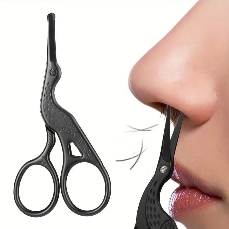 Forbici per peli del naso in acciaio inossidabile a testa tonda tipo Stork forbici per sopracciglia per sopracciglia naso capelli barba orecchio capelli forbici per sopracciglia
