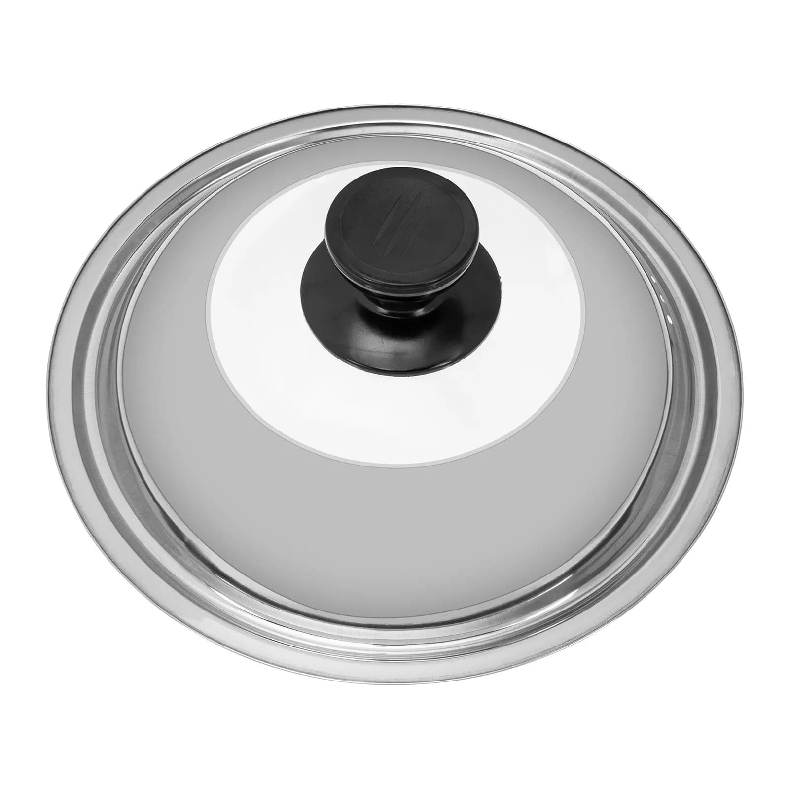 Coperchio per Pentola Rinforzato in Acciaio Inox Premium con Manico in Vetro e Foro di Ventilazione, Coperchio Universale per Padella e Pentola, Utensile da Cucina
