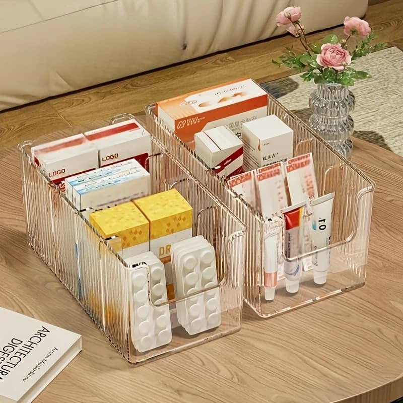Scatola porta medicinali con divisori per ripiano, armadio, ufficio, casa, portaoggetti per forniture di emergenza, contenitore per frigorifero, scrivania