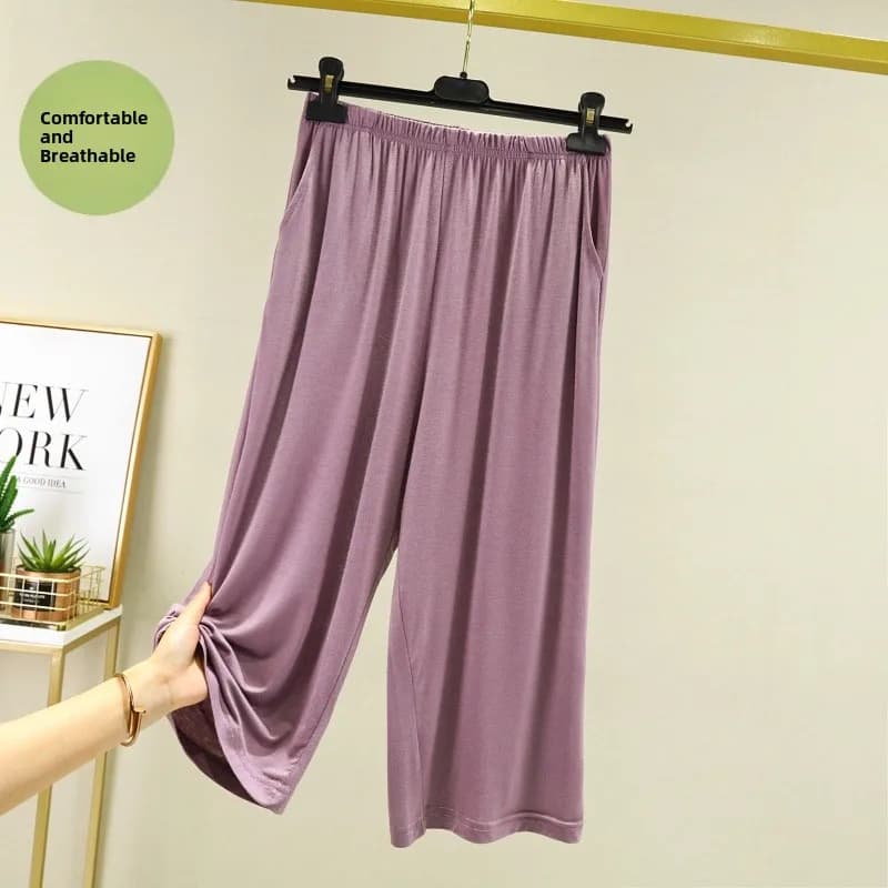 Women's Loose Modal Seven-Foot Pants Summer Shorts Thin Casual Pants Large Size Sleepwear Sports Wide Leg Pants Outerwear