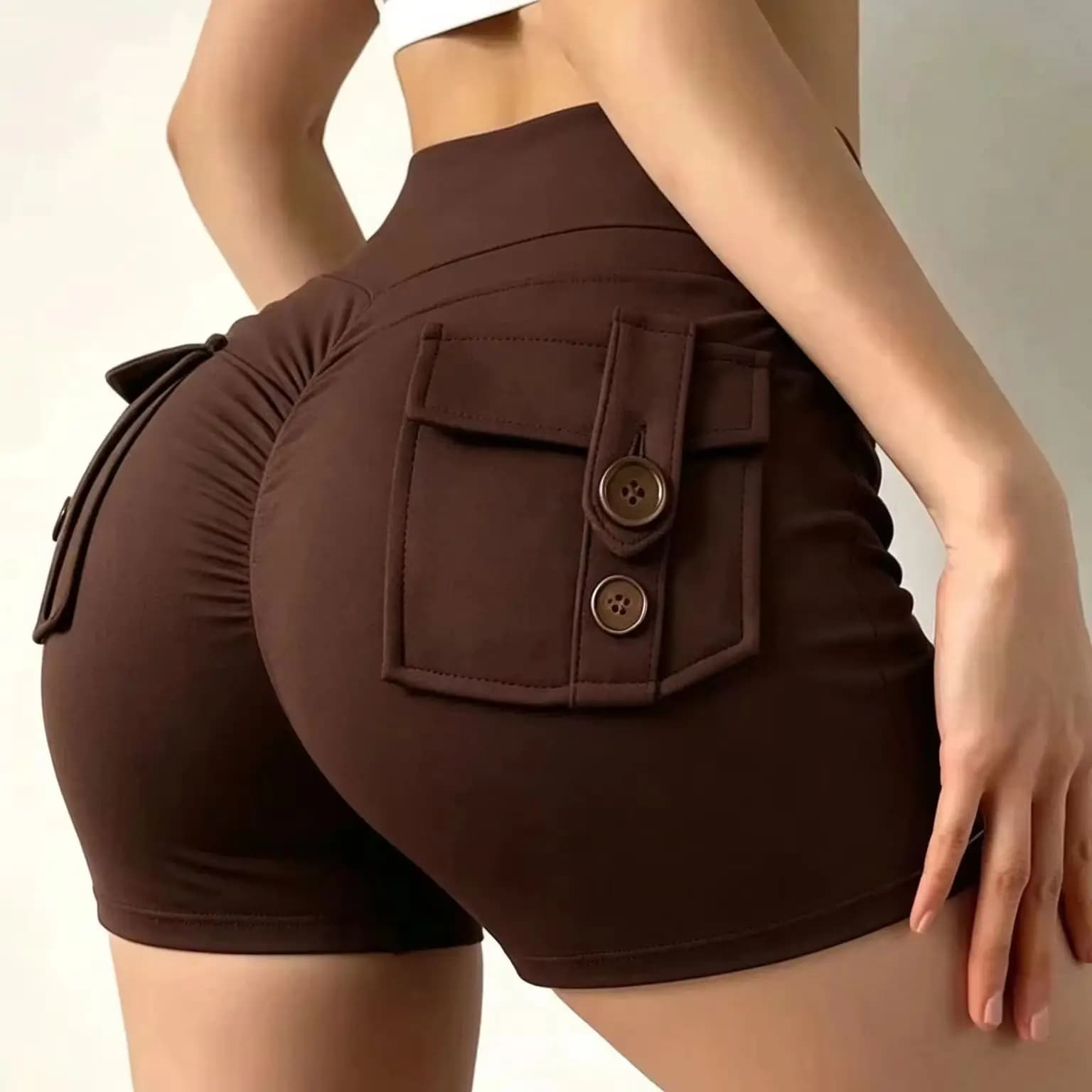 Women sports yoga shorts with pockets High waist tights Push up racing fitness pants Cycling shorts Sexy gym shorts with boot