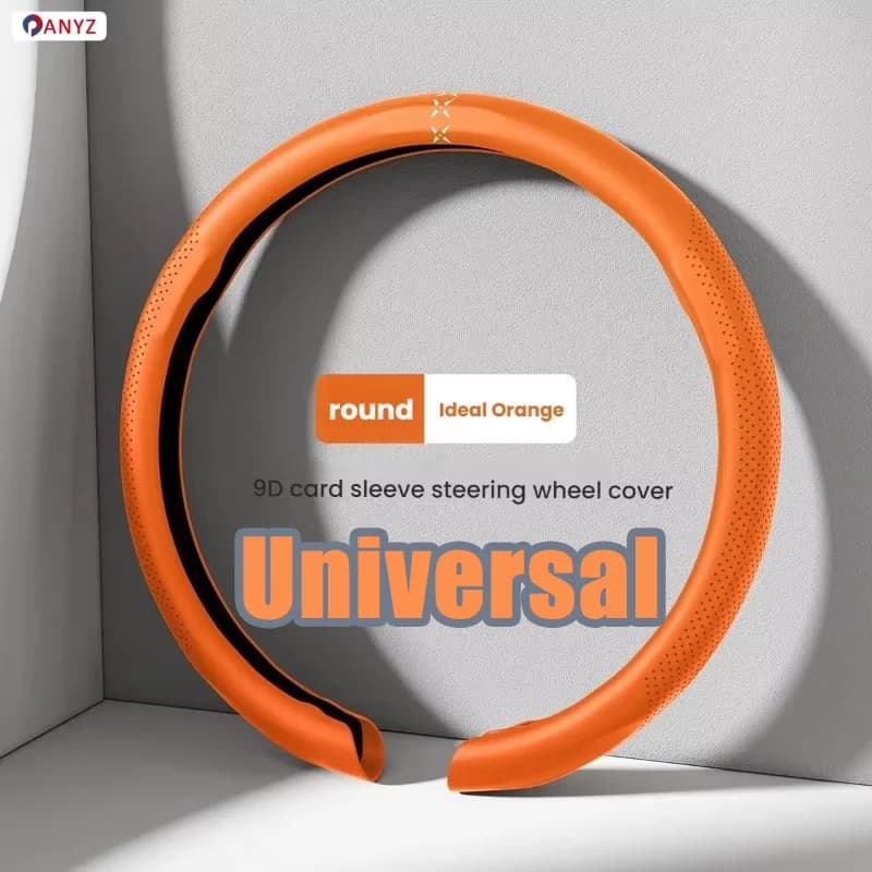 9D Full Surround Steering Wheel Cover Four Season Universal Anti Slip Breathable Soft Leather Comfort Grip for Most Vehicles