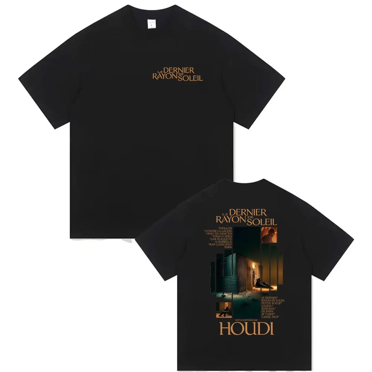 Rapper Houdi Le Dernier Rayon De Soleil Album 2026 Graphic T Shirts Men's Vintage Fashion Oversized Cotton T-shirt Streetwear