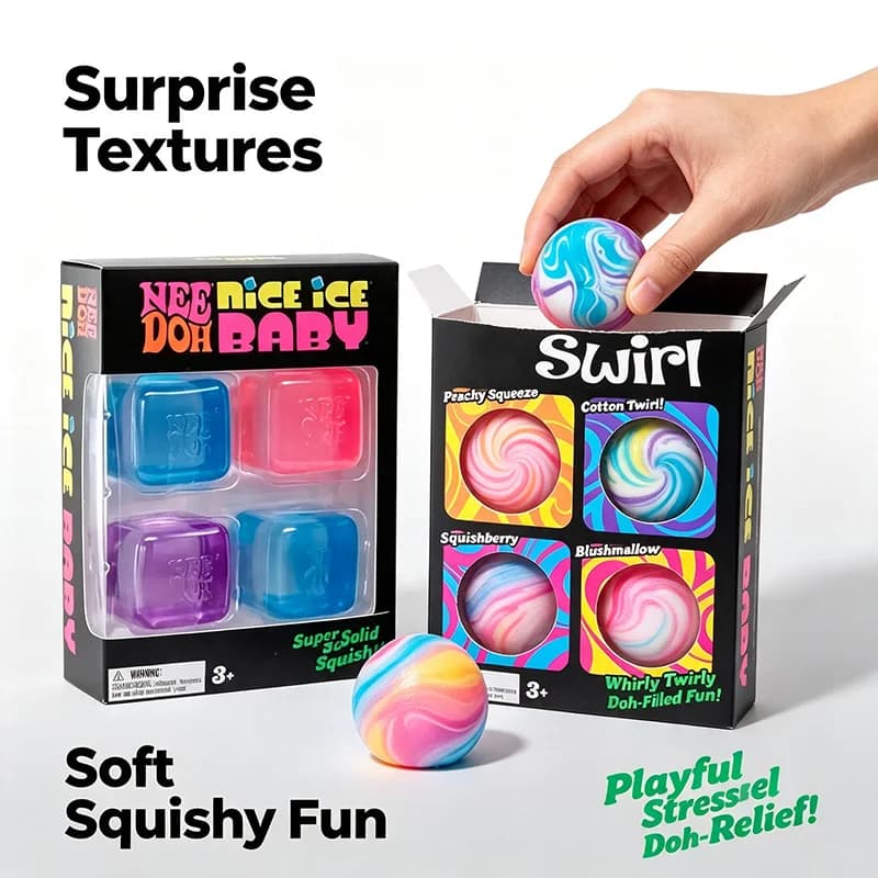 Needoh Nice Cube Sensory Nice-Sicle Stress Relief Squishy Cube Anti-Anxiety Squeeze Object For Focus ADHD Population