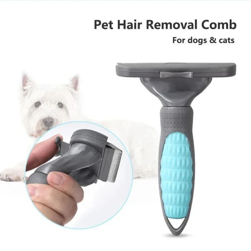 Spazzola per Toelettatura Animali - Pettine a Doppia Faccia per Rimuovere Peli e Sottopelo per Cani e Gatti, Extra Largo, Blu