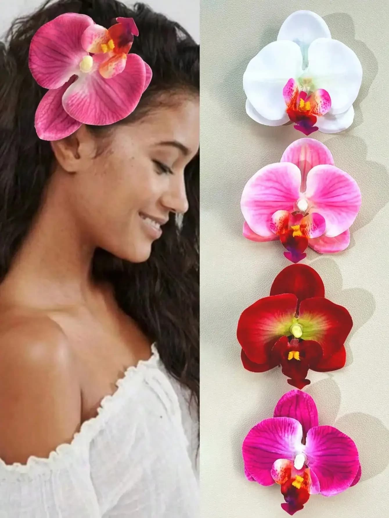 4 fermagli per capelli floreali, 4 fermagli per capelli con fiori artificiali, fermagli per capelli con fiori di ibisco e loto, adatti per vacanze, feste in spiaggia, accessori per capelli con fiori tropicali estivi, ottimo regalo per ragazze, fermagli a forma di artiglio, fermagli per capelli, accessori per capelli