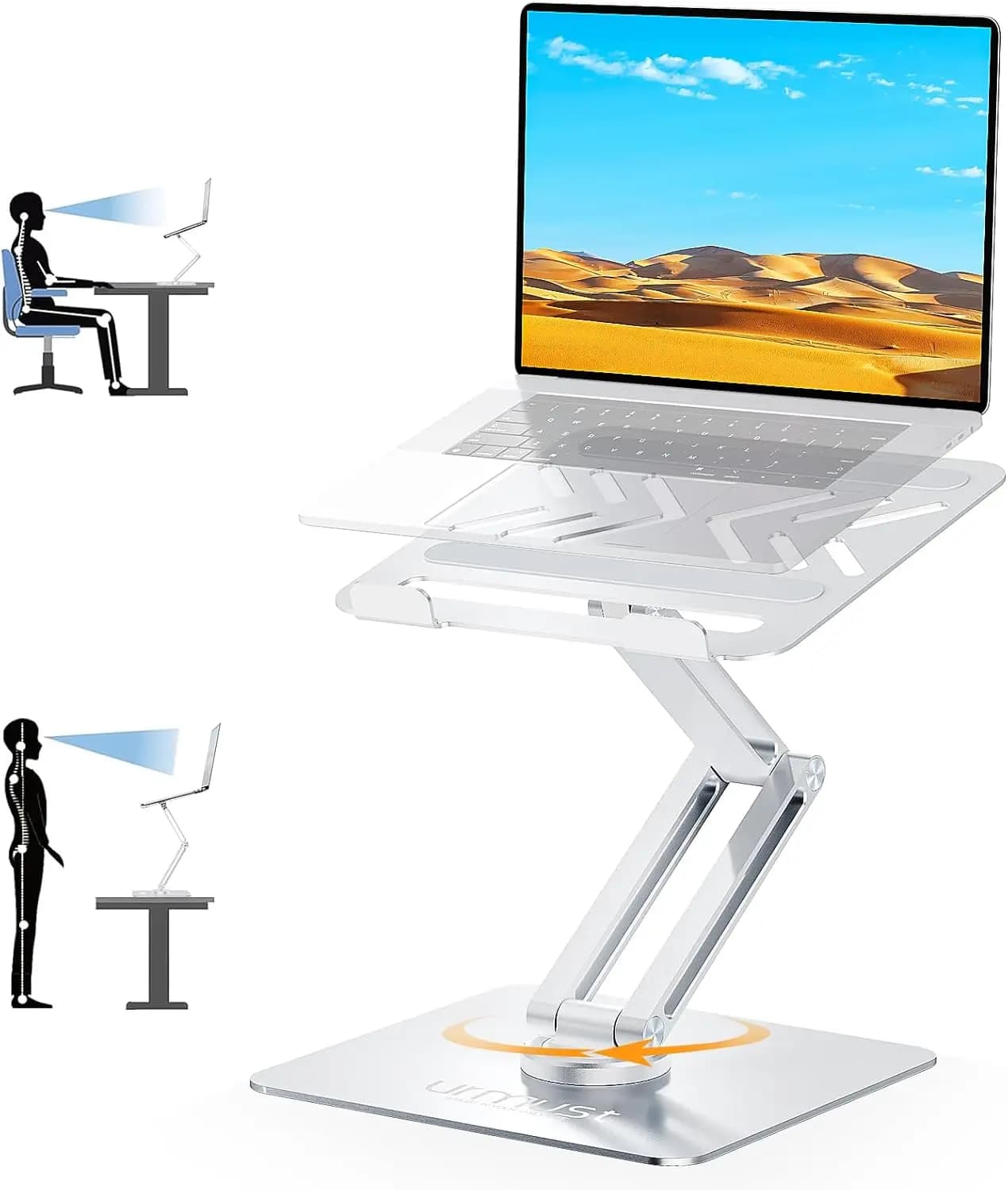 Altezza Regolabile 360° ° Supporto Girevole per Laptop da Scrivania, Rialzo Ergonomico Adatto a Tutti i Portatili da 10-17 Pollici