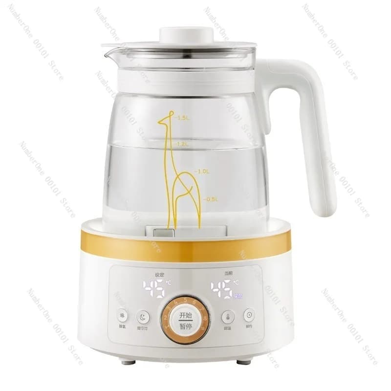 Electric kettle entirely made of glass with foam function, kettle for heating domestic milk, milk mixer for infants, temperature control, safe, durable
