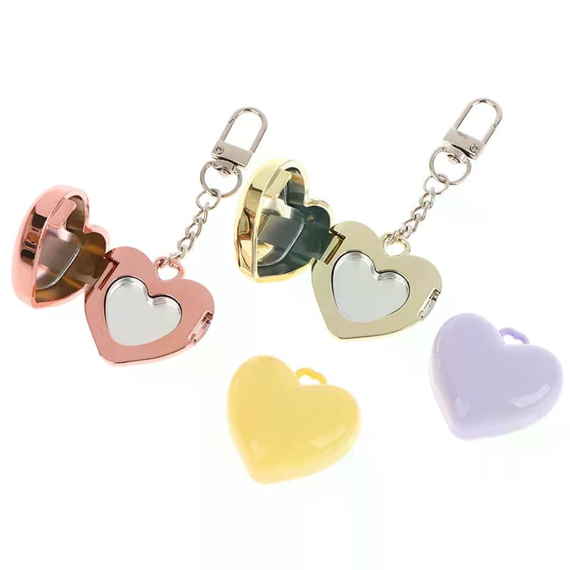 1 pz mini scatola vuota per fard in polvere a forma di cuore contenitore per ombretto con specchio e vaschetta in alluminio portachiavi confezione per rossetto