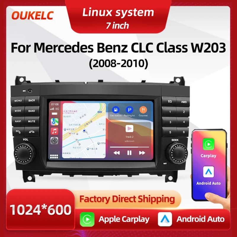 For Mercedes Benz Class CLC W203 Wireless Carplay Android Auto Navigation Reader Radio Multimedia BT Car Linux Monitor System