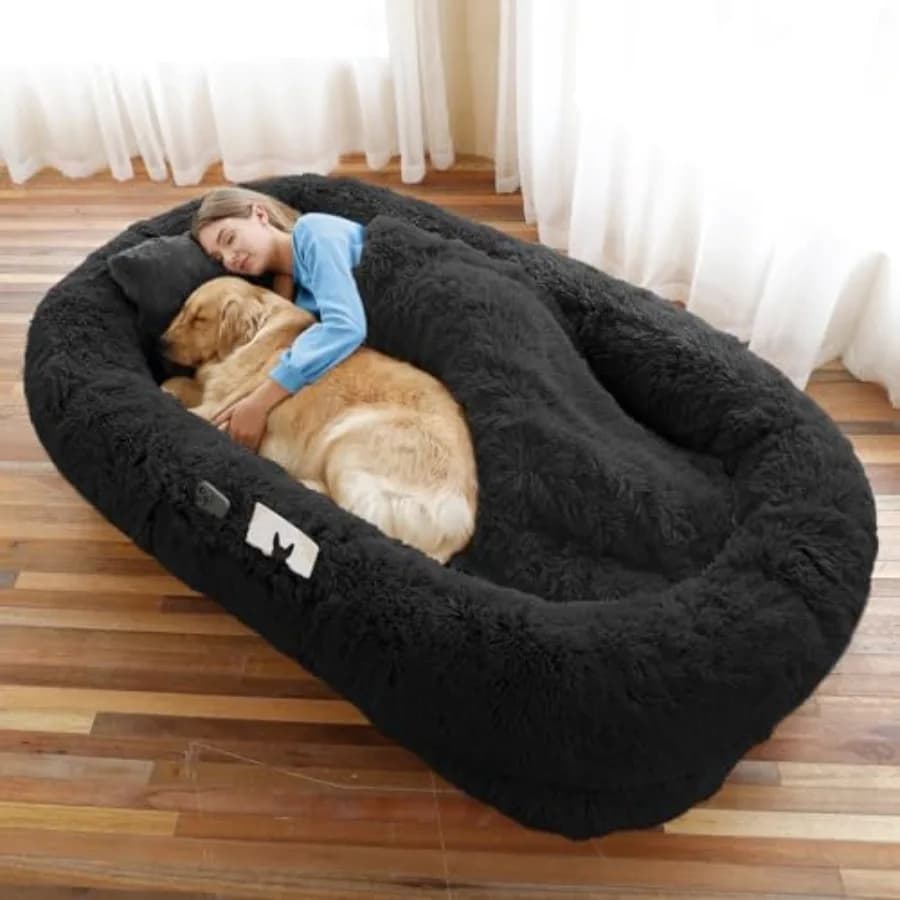 Cuccia per Cani e Persone 71''x45''x12'' Lavabile in Finta Pelliccia, Ortopedica, per Riposini e Sonnellini