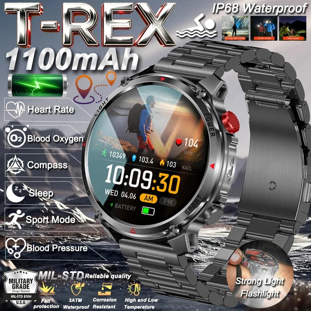 Smartwatch Militare 2026 Impermeabile 3ATM per Uomo, Batteria 1100mAh, GPS, Schermo AMOLED HD 1.7'', Chiamate Bluetooth, Orologio Intelligente per Sport e Fitness