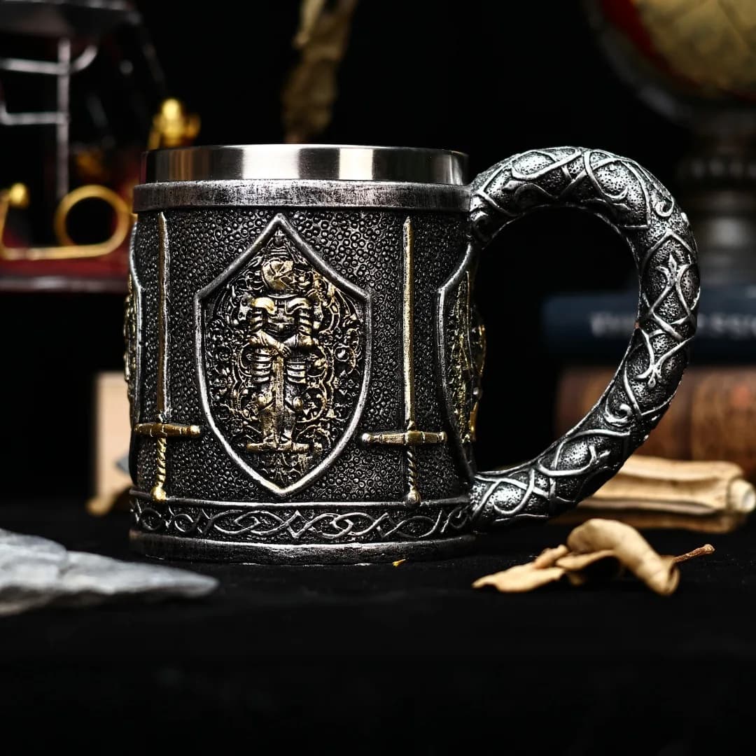 Creativo 3D Nordico Cavaliere Medievale Soldato Boccale di birra Tankard Stein Cup Viking Acciaio inossidabile Tazza di whisky Bicchiere da vino Bar Decorativo