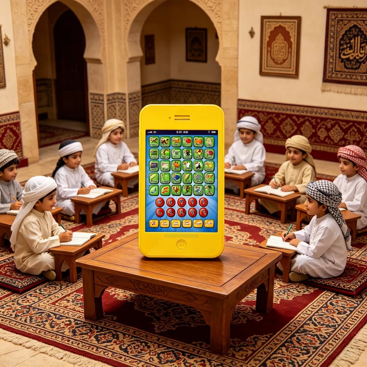 Telefono Giocattolo per l'Apprendimento della Lingua Araba per Bambini, Giocattolo Elettronico Interattivo Educativo per Bambini Piccoli, Giocattolo per l'Apprendimento Precoce