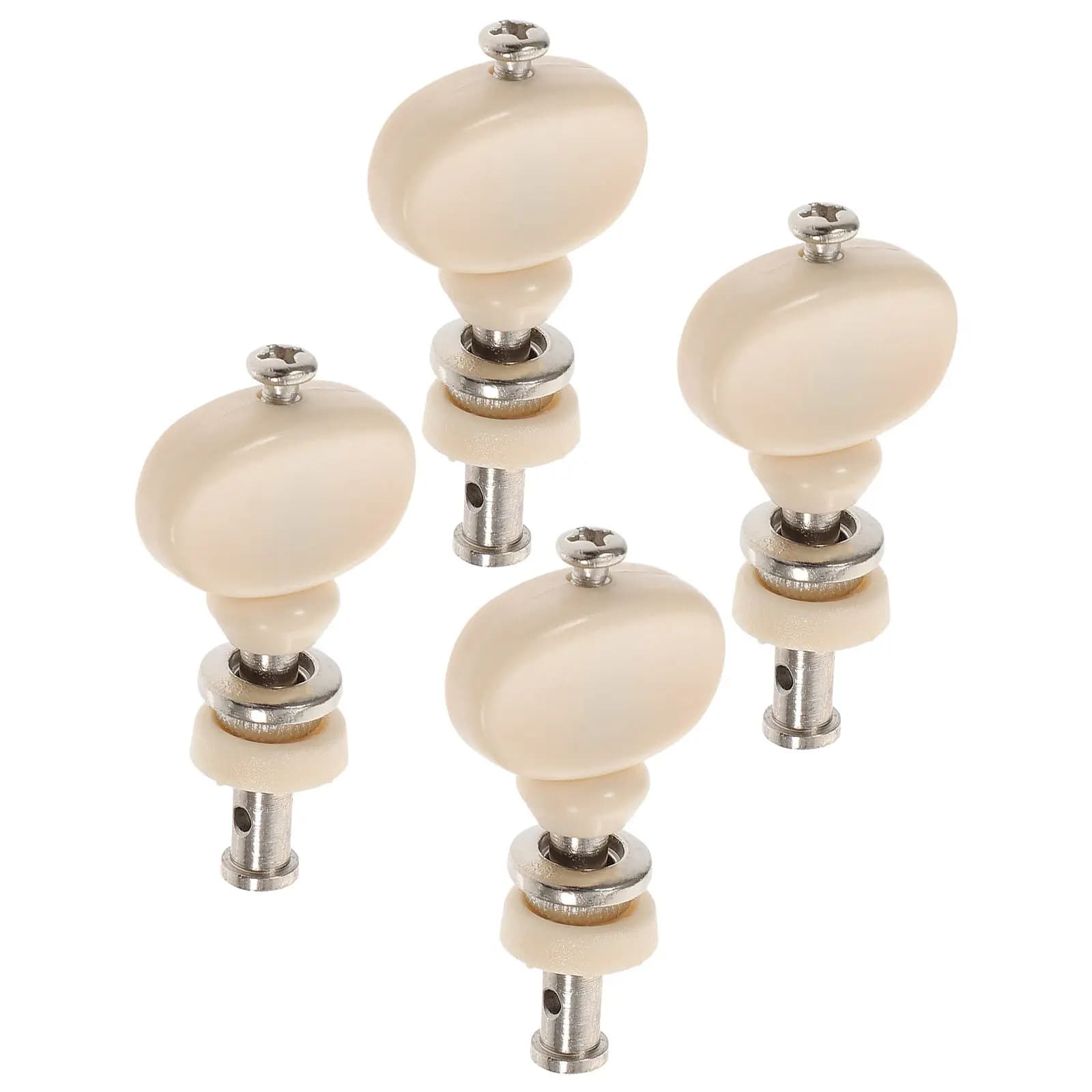 4Pcs Ukulele Tuning Pegs Set Steel Shaft Friction Tuners White Plastic Buttons Easy Adjust Pressure Tuning Keys for Ukulele