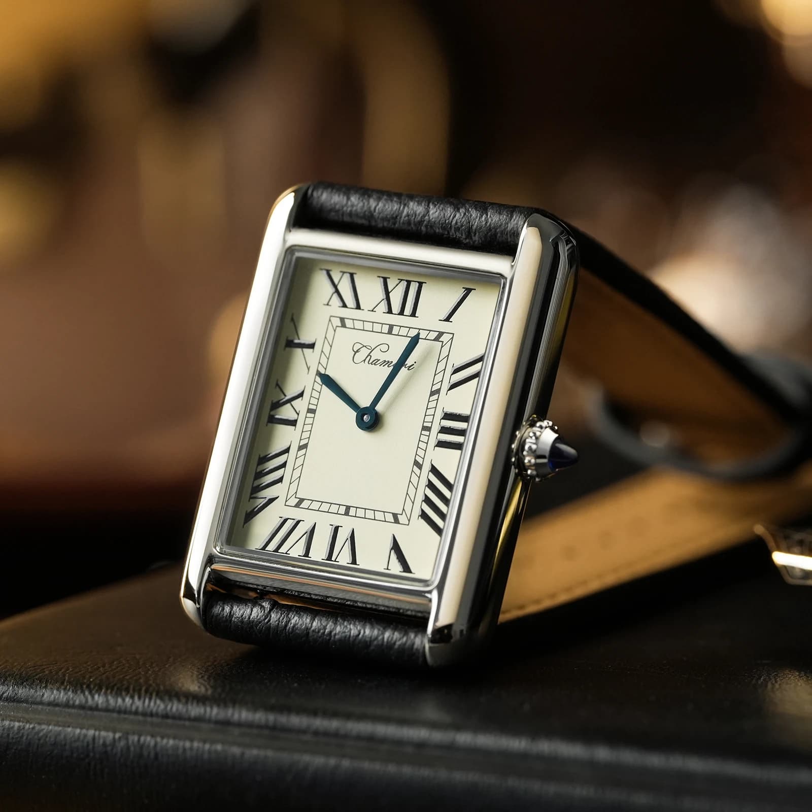 Chameri Vintage Watches CH01 Quartz Watch Swiss Ronda 762 Movement Sapphire Leather 50M Waterproof Business Man Watch Gifts