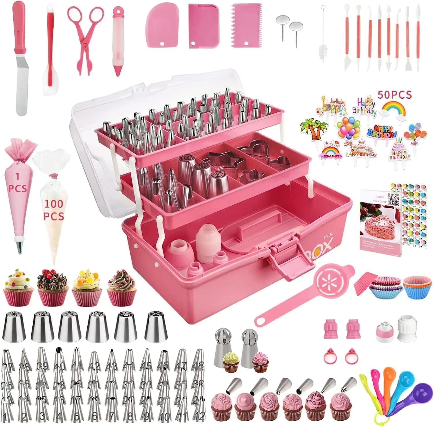 Tools and Accessories for Pastry: Set of Decoration Bags and Beaks - With Storage Box - For Cupcake