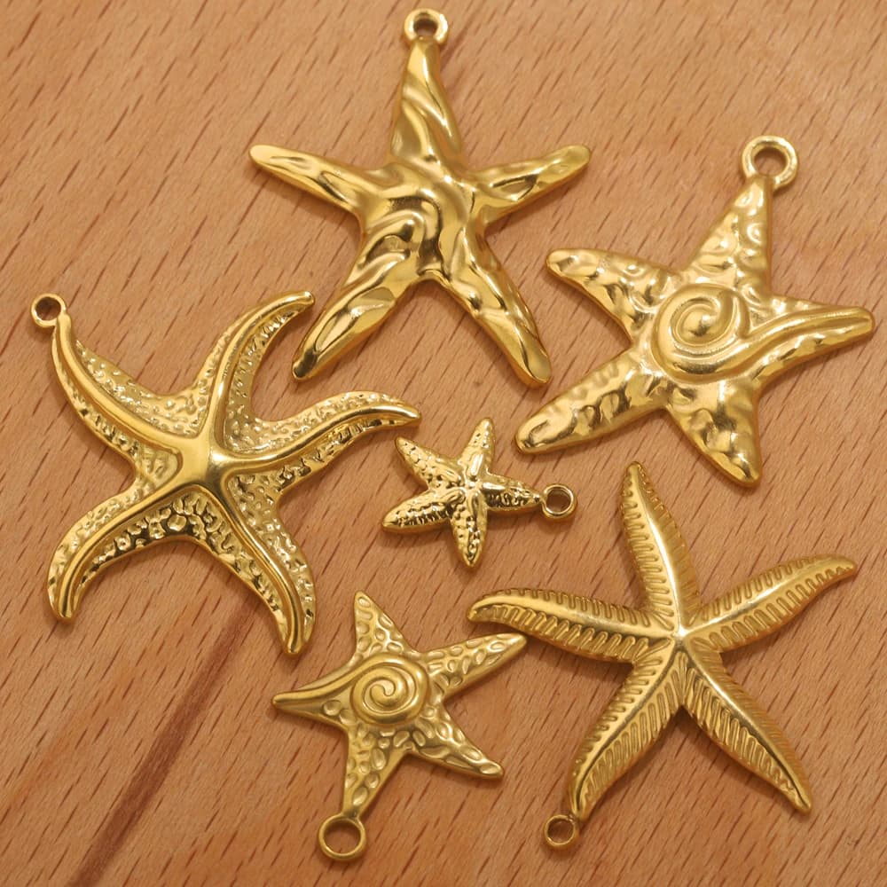 5 ciondoli a forma di stella marina estiva in acciaio inossidabile per orecchini fai da te, materiali per gioielli, creazione di ciondoli, artigianato all'ingrosso