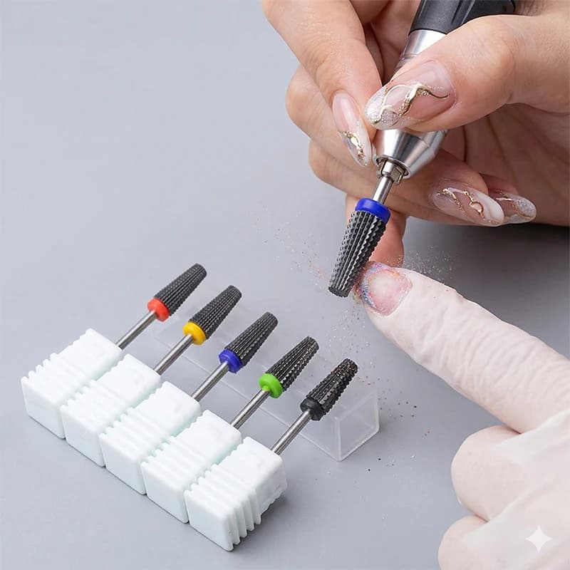 Punte per fresa in ceramica nera per manicure e pedicure, per rimuovere smalto gel e vernice, accessori per lima elettrica per unghie