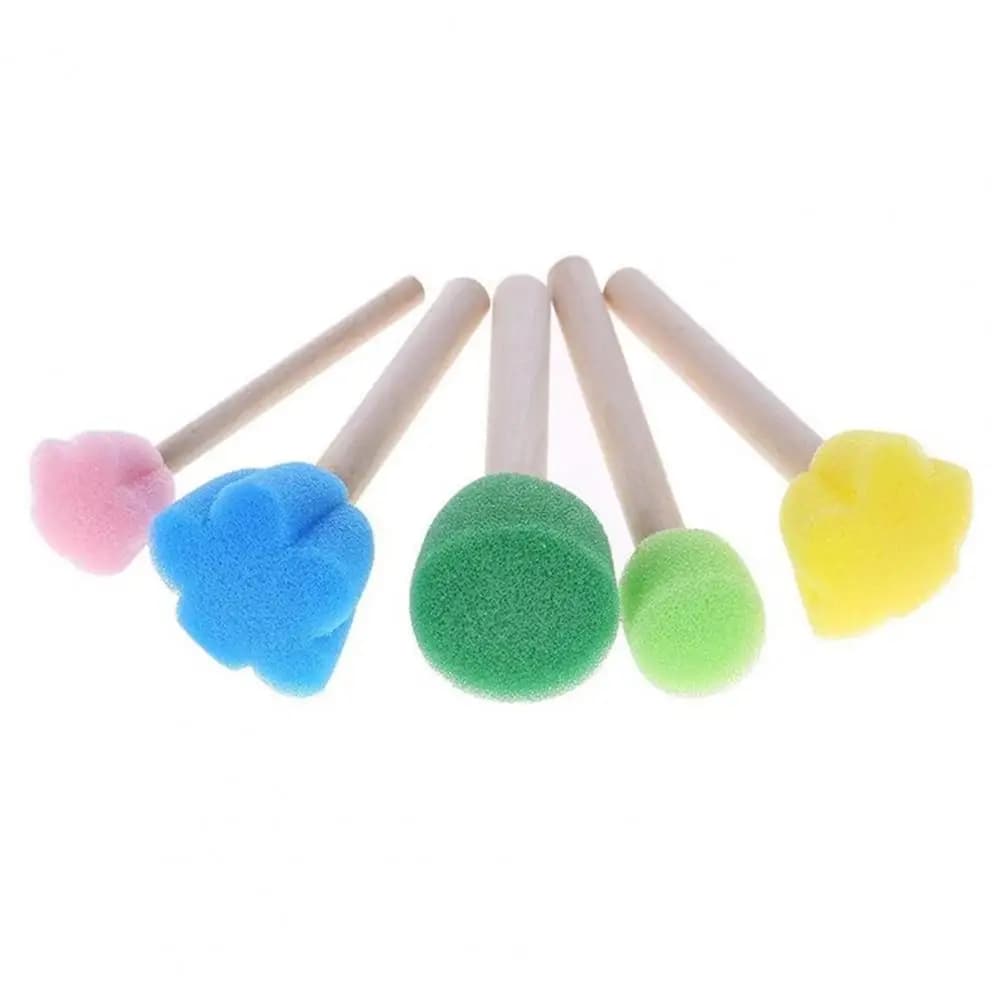 5 pz/set pittura artistica spugna timbro stick pittura fai da te stencil manico in legno mini bambini pittura fai da te stencil strumento artistico