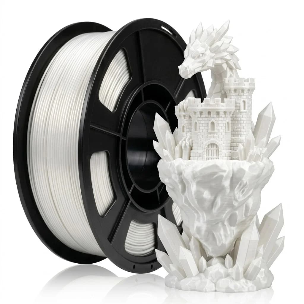 3D Silk White PLA Filament 1.75mm Spool Wire For 3D Printer Material, Safety, Vacuum Packaging，250g