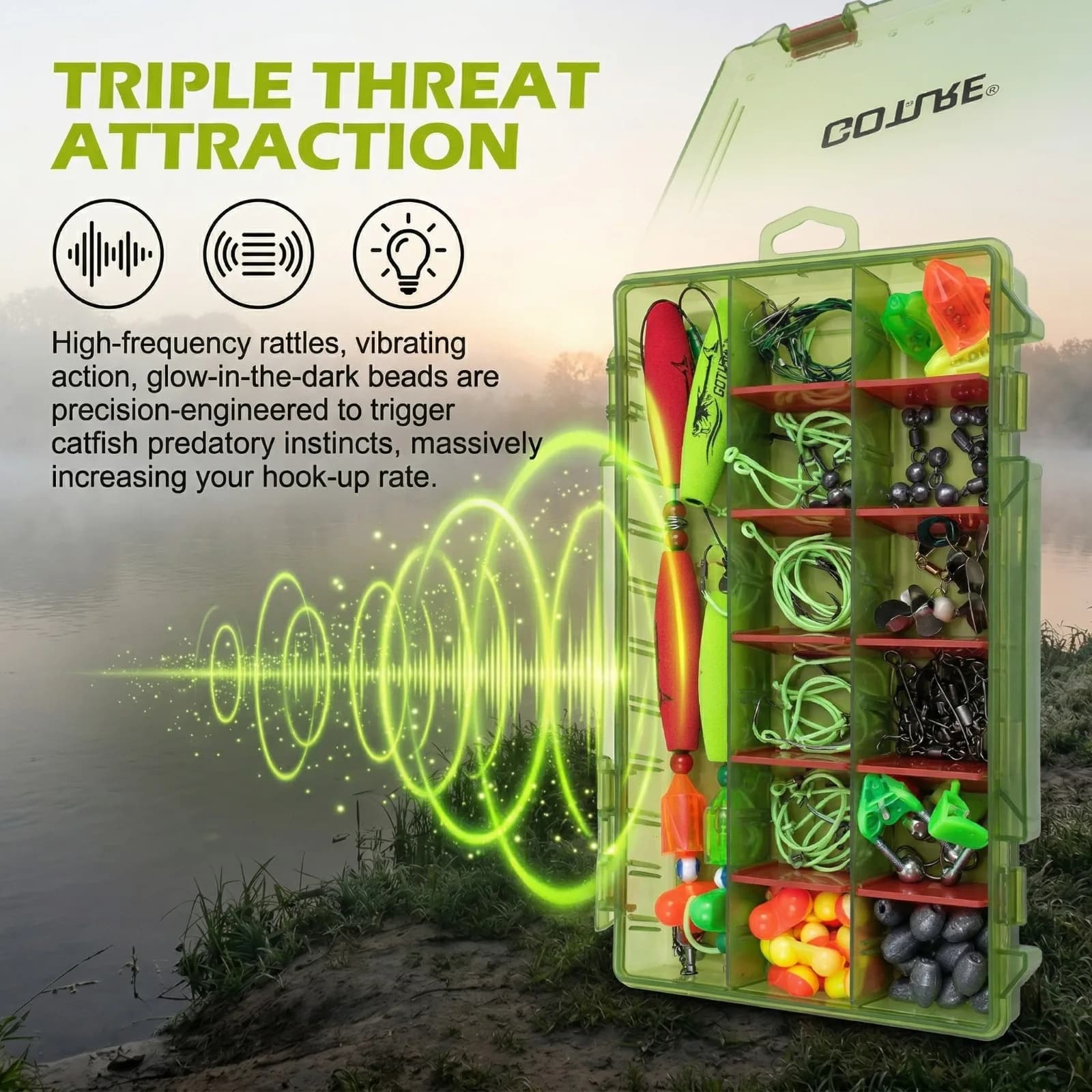 Goture Kit Portatile da 274/300 Pezzi per la Pesca al Siluro, Set Completo di Attrezzatura da Pesca con Galleggianti, Ganci, Piombi e Perline per Pescatori
