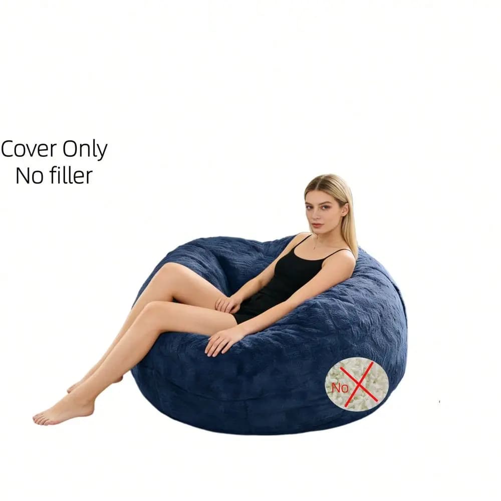 Piece Fluffy Soft Fur Bean Bag Cover Without Filler Big Comfy Grand Pouf Salon Sofa Bed Cover