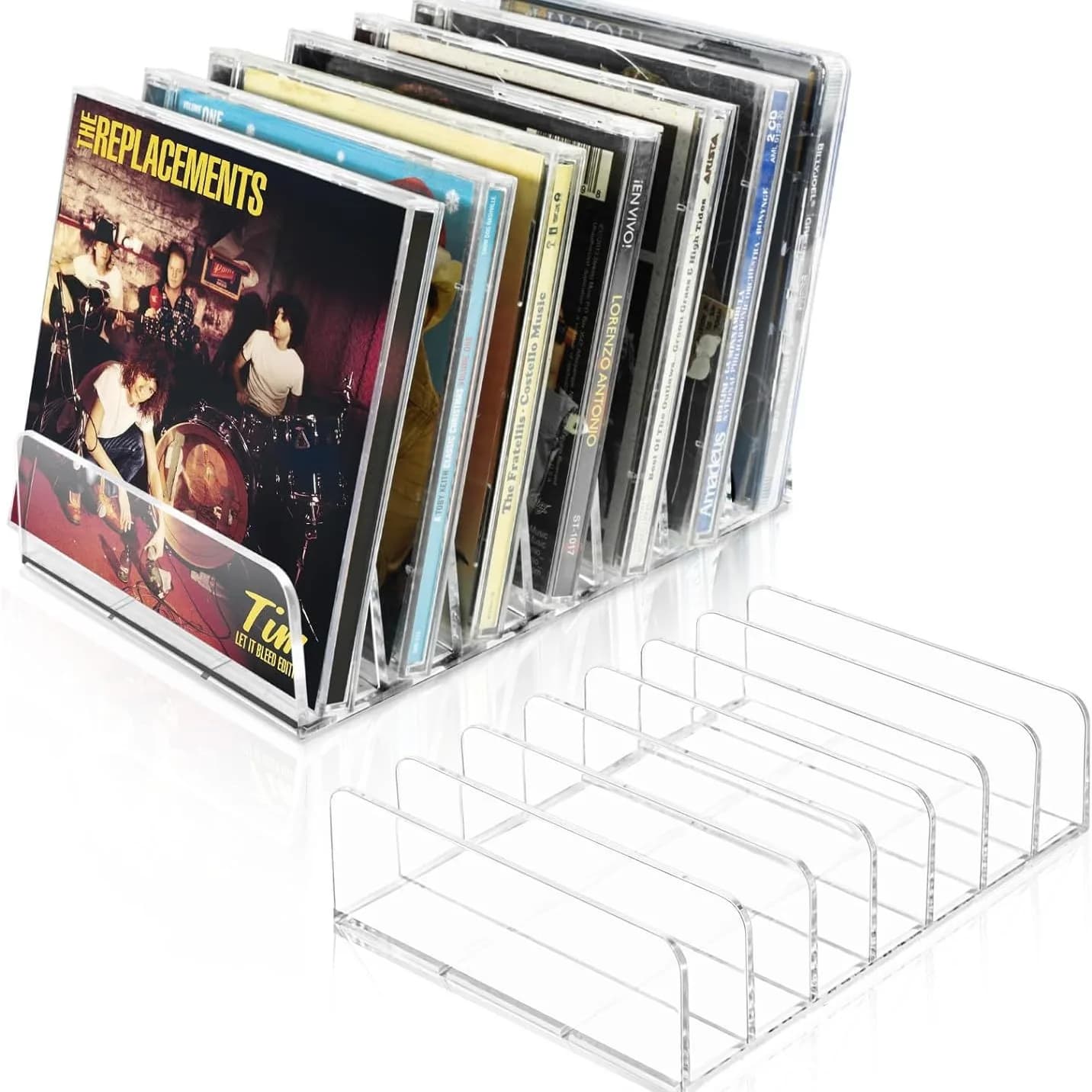 DVD/CD organizer, object tray for shade palettes, cosmetic holders, make-up tool holders, sunglasses holders