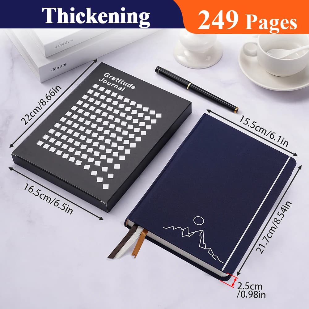 Diario della Gratitudine A5, 249 Pagine, Copertina Rigida in Lino, Agenda per Riflessione Quotidiana di 6 Mesi per Cura Personale e Salute Mentale